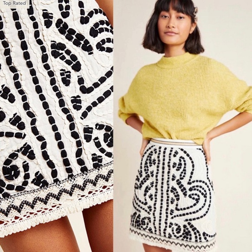 maeve carys embroidered mini skirt